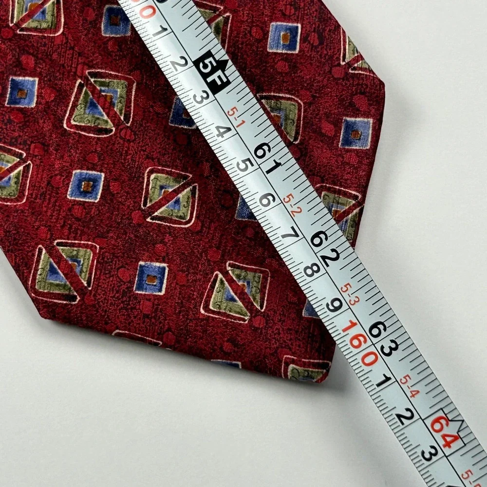 Vintage Robert Talbott Best of Class Nordstrom XL Maroon‎ Geometric Silk Tie